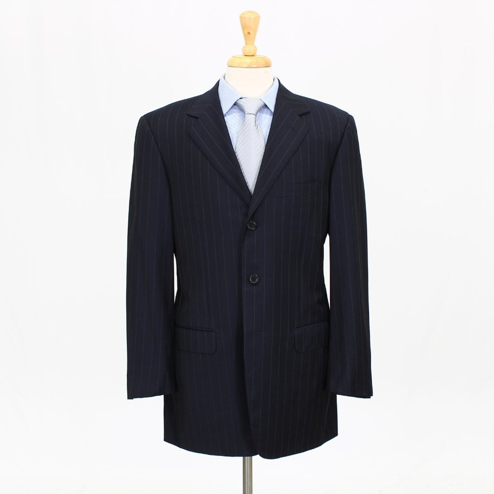 Pal Zileri 42L Navy Striped 3-Button Sport Coat Blazer Jacket B365